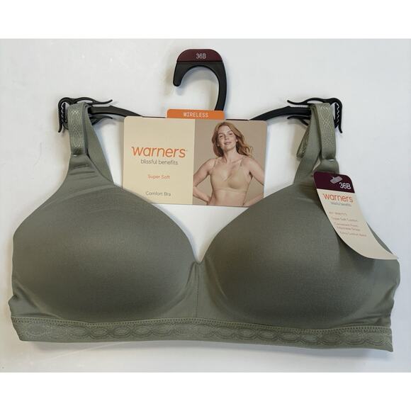 Warners Blissful Benefits Super Soft Lightly Lined Wireless Bra RM1691W-250 36B - Picture 1 of 3